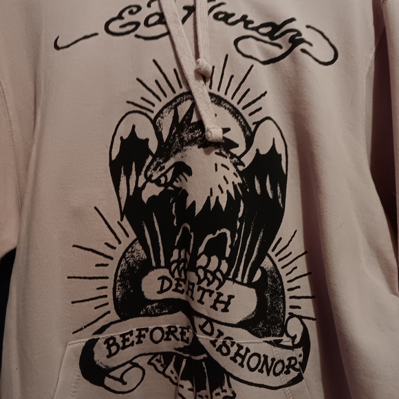 ED Hardy NWT Death Before Dishonor. Super cute pink hoodie. M but fit XL/L - Picture 5 of 7